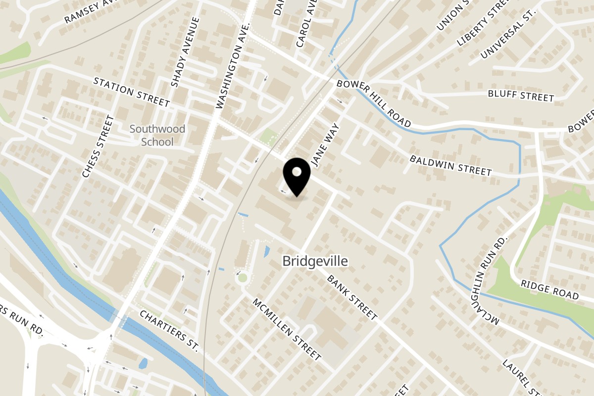 Map showing the location of Tomatoes II Pizzeria Bridgeville on 510 Station St in Bridgeville